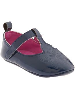 BabyGap: Embossed patent T-strap shoes - marine blue