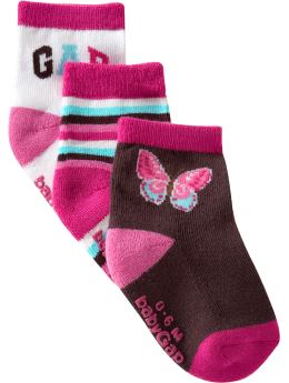 BabyGap: Butterfly socks (3-pack) - brownie