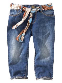 BabyGap: Belted skinny ankle jeans - blue denim
