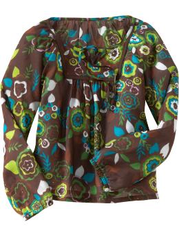 GapKids: Shirred floral top - classic brown