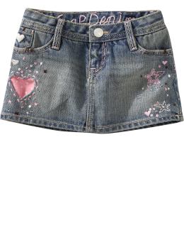 GapKids: Sparkly embroidered denim mini skirt - denim