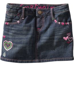 GapKids: Heart embroidered denim mini skirt - denim