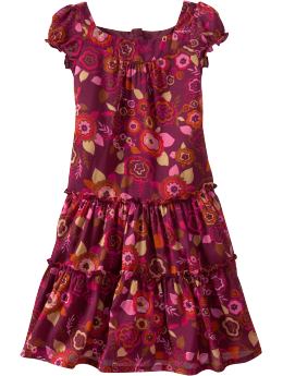 GapKids: Floral tiered dress - ruby wine