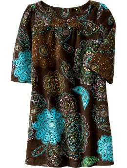 GapKids: Printed corduroy dress - classic brown