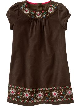 GapKids: Embroidered corduroy dress - classic brown