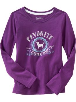 GapKids: Sparkly long-sleeved graphic T - prism purple