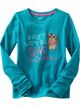 GapKids: Sparkly long-sleeved graphic T - river teal