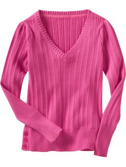 GapKids: Button detail V-neck sweater - light english rose