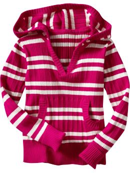 GapKids: Striped hooded sweater - bright ruby