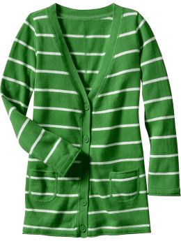 GapKids: Long striped cardigan - light emerald