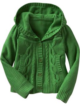 GapKids: Hooded cable knit cardigan - light emerald