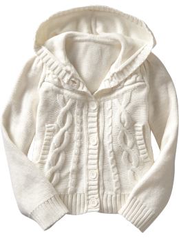 GapKids: Hooded cable knit cardigan - milk