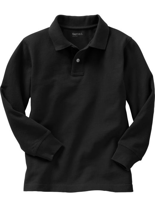 Gap Boy'S True Black Knit Long-Sleeved Solid Polo