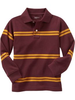 GapKids: Long-sleeved striped pique polo - malbec