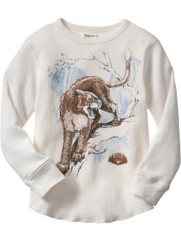 GapKids: Wildlife graphic waffle knit T - Plaster