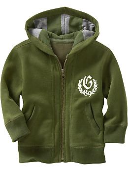 BabyGap: Logo crest zip-up hoodie - algae