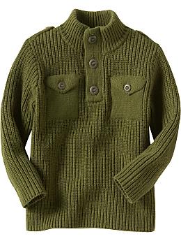 BabyGap: Button mockneck sweater - algae