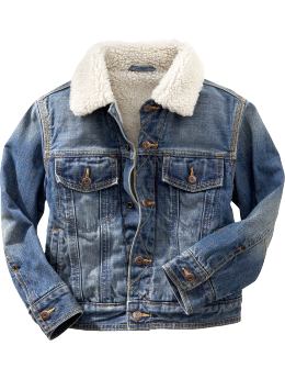 GapKids: Sherpa-lined jean jacket - medium denim