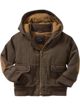 BabyGap: Hooded plaid bomber jacket - viper brown