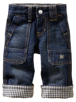 BabyGap: Gingham roll-up jeans - dark wash