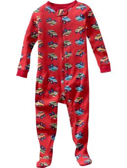 BabyGap: Monster truck footed sleeper - admiral red