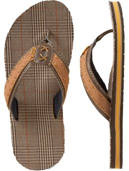 GapKids: Plaid flip flops - brown plaid