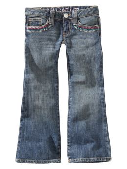 GapKids: Boot cut butterfly embroidery jeans - denim