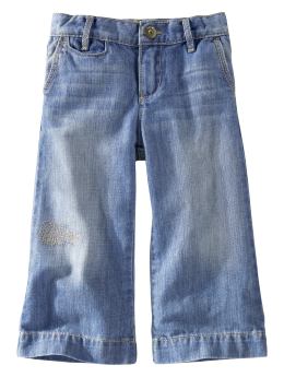 BabyGap: Embroidered wide leg jeans - blue denim