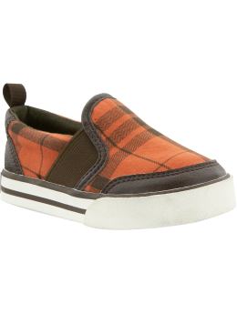 BabyGap: Buffalo plaid slip-on sneakers - winter cider