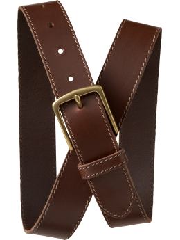 Men: Aged classic leather belt - dark brown