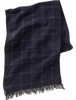 Women: Plaid scarf - navy