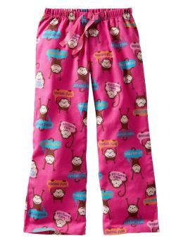 GapKids: Monkey-printed pajama pants - royal fuchsia