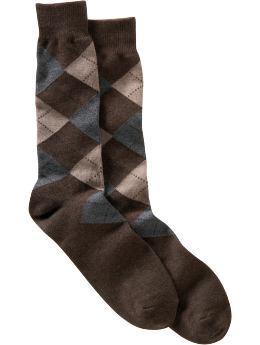 Men: Argyle crew socks - house brown