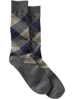 Men: Argyle crew socks - dark charcoal