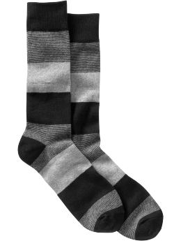 Men: Rugby striped crew socks - true black