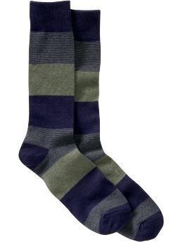 Men: Rugby striped crew socks - freeway blue