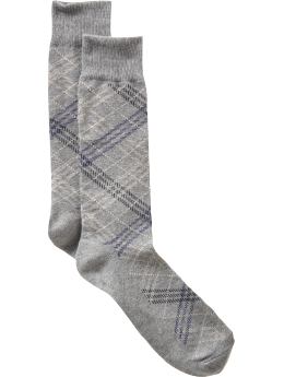 Men: Plaid crew socks - shadow