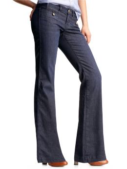Women: Curvy button-welt jeans - dark