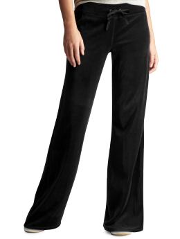Women: Velour pants - true black knit