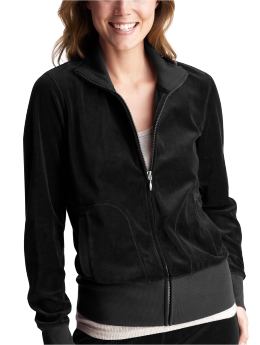 Women: Velour jacket - true black knit