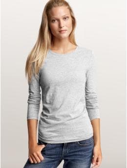 Women's Clothing: Women's Clothing: Pure body long-sleeved T: In for the Night 24-7 Cozy Chic | Gap : heather grey gapbody tshirt womens clothing
