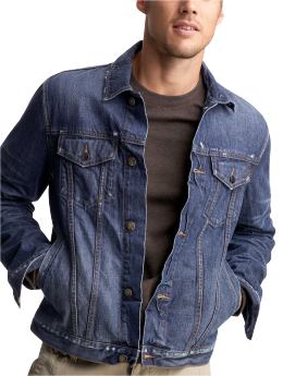 Men: Distressed denim jacket - blue ridge