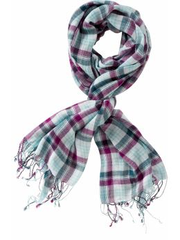 Women: Lightweight plaid scarf - air blue plaid
