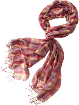 Women: Lightweight plaid scarf - pink plaid