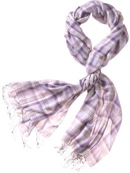 Women: Lightweight plaid scarf - lilac plaid