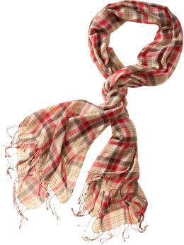 Women: Lightweight plaid scarf - parchment plaid