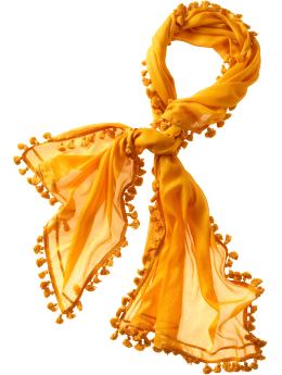 Women: Lightweight tassel scarf - nugget gold