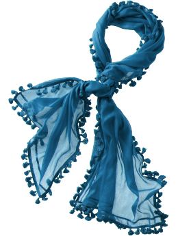 Women: Lightweight tassel scarf - vivid teal