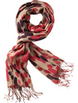 Women: Lightweight painterly scarf - strawberry field