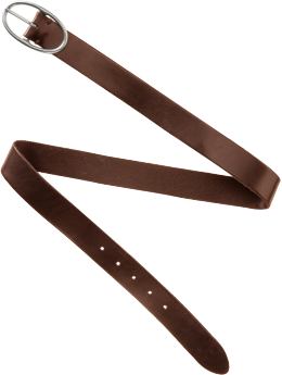 Women: Leather oval buckle belt - brown leather